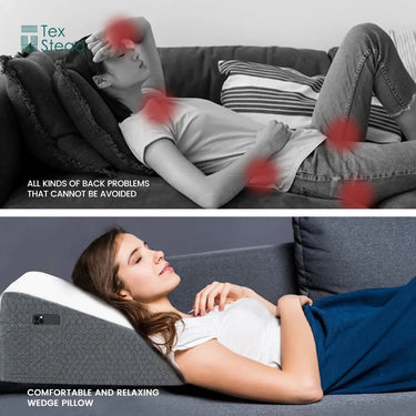 Premium Memory Foam Wedge Pillow with Cover - InspiredGrabs.com